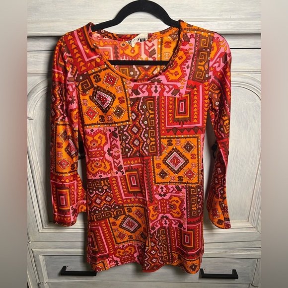 Vintage 60’s/70’s Abstract Mod Psychedelic Patchwork Mini Dress ACT I New York - Picture 1 of 6